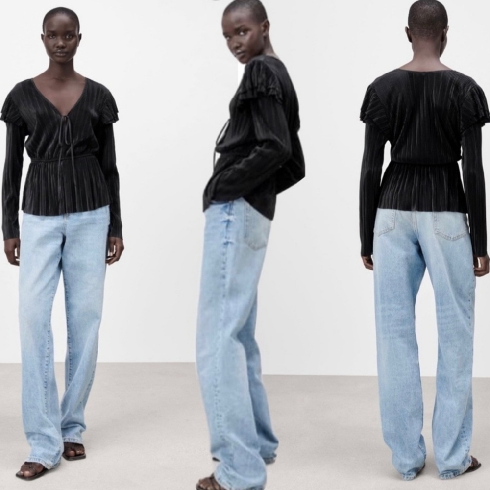#7 ZARA long sleeve black blouse